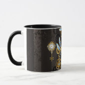 Mug Dragonflies de Steampunk sur arrière - plan rayé b (Gauche)