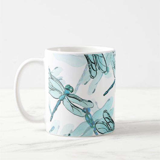 Mug Dragonflies élégantes : Aquarelle (Gauche)