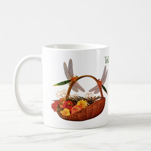 Mug Dragonflies Sur Le Panier De Fleurs Personnalisé (Gauche)