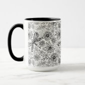 Mug Dragonfly et doodle de fleurs (Gauche)