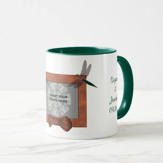Mug Dragonfly Frame Personalized Wedding Photo (Devant droit)