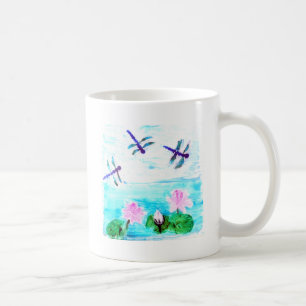 Mug Dragonfly, Nénuphar Flowers Peinture
