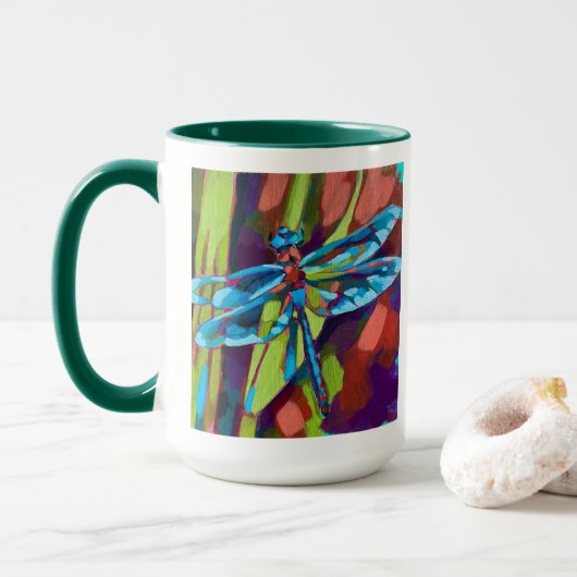 Mug Dragonfly Painting - Gift for Insect Lovers (Avec donut)