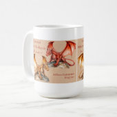 Mug Dragons avec King Lear citation rouge, or, blanc M (Devant gauche)