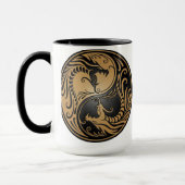 Mug Dragons, brun et noir de Yin Yang (Gauche)