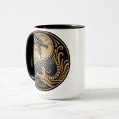 Mug Dragons, brun et noir de Yin Yang (Devant gauche)