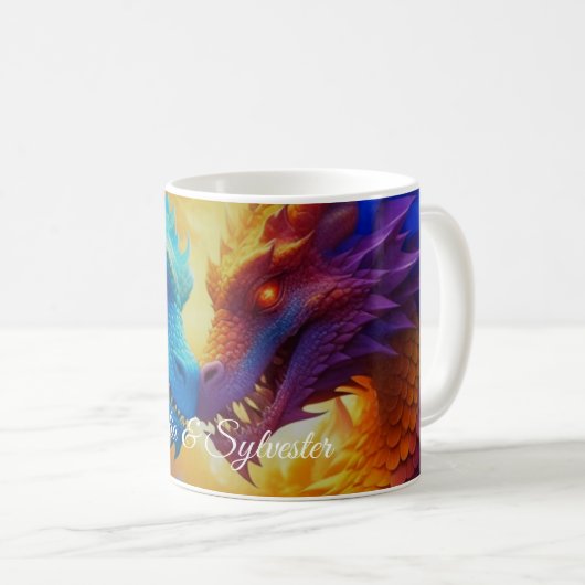 Mug Dragons colorés en amour (Devant droit)