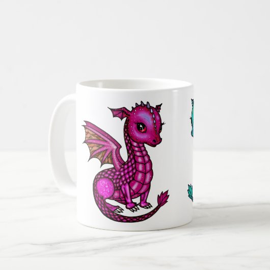 Mug Dragons Fantastiques Violet et Vert (Devant gauche)