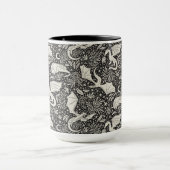 Mug Dragons lunaires dans la nuit - crème sur noir (Centre)