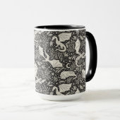Mug Dragons lunaires dans la nuit - crème sur noir (Devant droit)