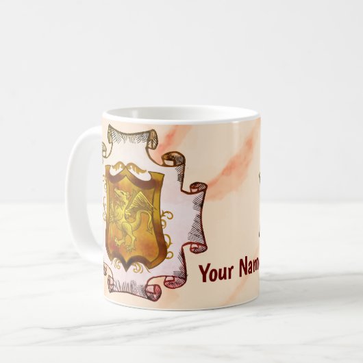 Mug Dragons Shield Famille Crest Nom (Devant gauche)