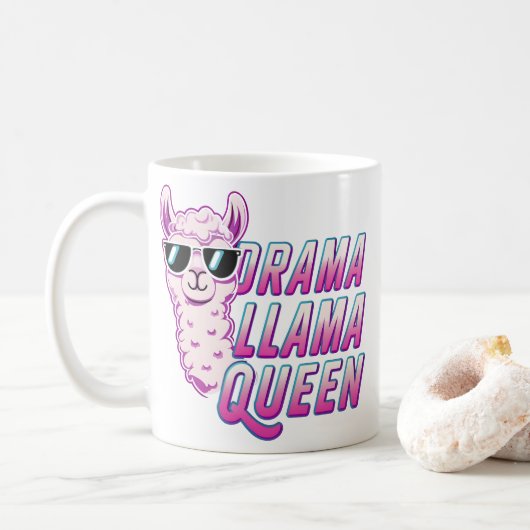 Mug Drama Llama Queen Cute Llama Avec Lunettes De Sole (Avec donut)