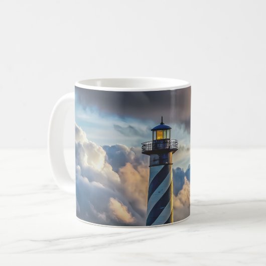 Mug Dramatic Lighthouse Seascape with Stormy Waves (Devant gauche)