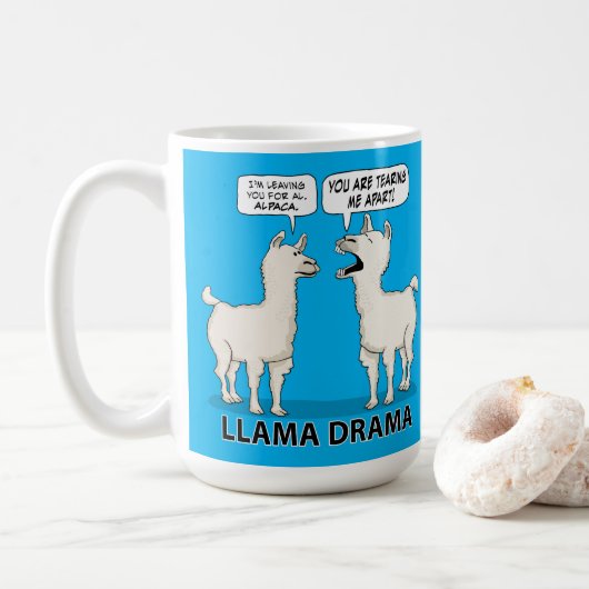 Mug Drame drôle de lama (Avec donut)