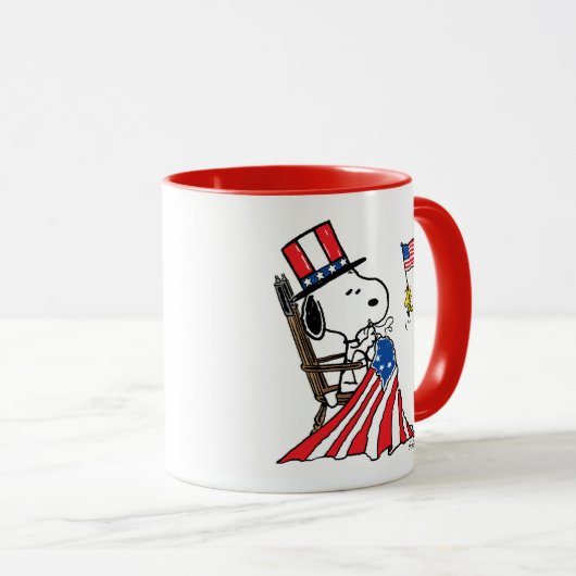 Mug Drapeau 4 juillet à coudre Snoopy (Devant droit)