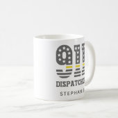 Mug Drapeau 911 personnalisé Dispatcher USA Ligne jaun (Devant droit)