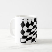Mug Drapeau à carreaux noir et blanc ondulé de course (Devant gauche)