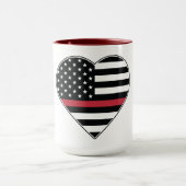 Mug Drapeau à cœur de ligne rouge (Centre)