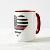 Mug Drapeau à cœur de ligne rouge (Devant droit)