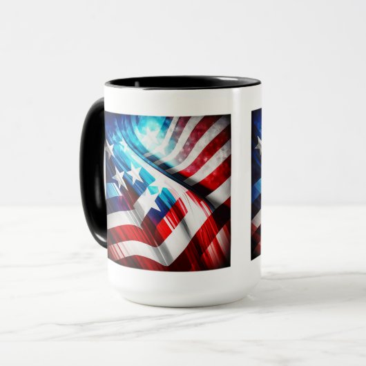 Mug Drapeau Abstrait américain classique Mug, 15 oz de (Devant gauche)