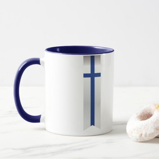 Mug Drapeau abstrait de la Finlande, couleurs (Avec donut)