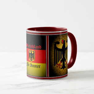 Mug Drapeau allemand, aigle noir, fourrure allemande