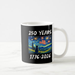 Mug Drapeau américain 250 ans 1776-2026 Chat Nuit étoi