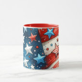Mug Drapeau américain Abstrait rouge, blanc et bleu (Centre)
