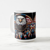Mug Drapeau américain Aigle Art avec Dreamcatcher (Devant gauche)