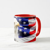 Mug Drapeau américain avec aigle chauve (Devant droit)