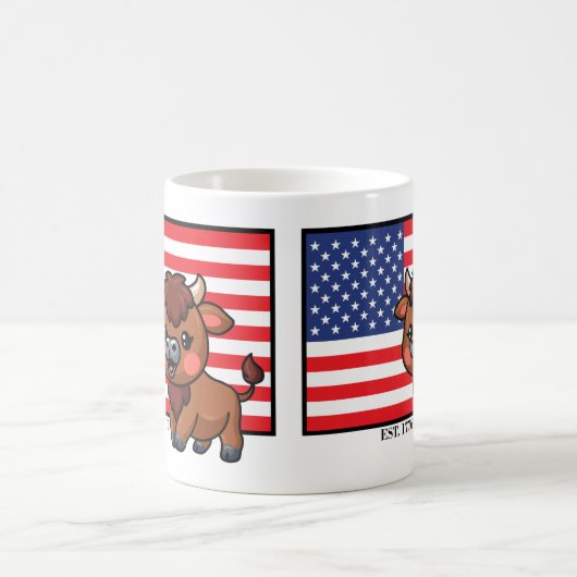 Mug Drapeau américain avec Bison EST 1776 (Centre)