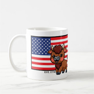 Mug Drapeau américain avec Bison EST 1776
