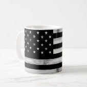 Mug Drapeau américain Bois rustique Noir Blanc Patriot (Devant gauche)