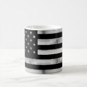 Mug Drapeau américain Bois rustique Noir Blanc Patriot (Centre)
