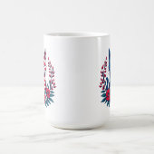 Mug Drapeau américain chat mignon et Fleurs rouges Pat (Centre)