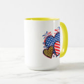 Mug Drapeau Américain Cœur Léopard Sublimation-64210 (Devant droit)