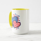 Mug Drapeau Américain Cœur Léopard Sublimation-64210 (Devant gauche)