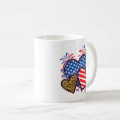 Mug Drapeau Américain Cœur Léopard Sublimation-64210 (Devant droit)