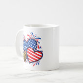 Mug Drapeau Américain Cœur Léopard Sublimation-64210 (Devant gauche)