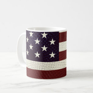Mug Drapeau américain Crosshatch vintage étoiles et ra