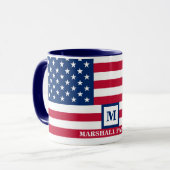 Mug Drapeau américain Customisé Monogramme 4 juillet (Devant gauche)
