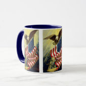 Mug Drapeau américain d'aigle patriotique vintage (Devant gauche)
