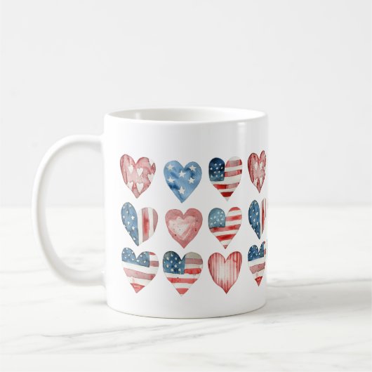 Mug Drapeau américain dans les coeurs (Gauche)