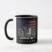 Mug Drapeau américain de Chicago Illinois Skyline (Gauche)