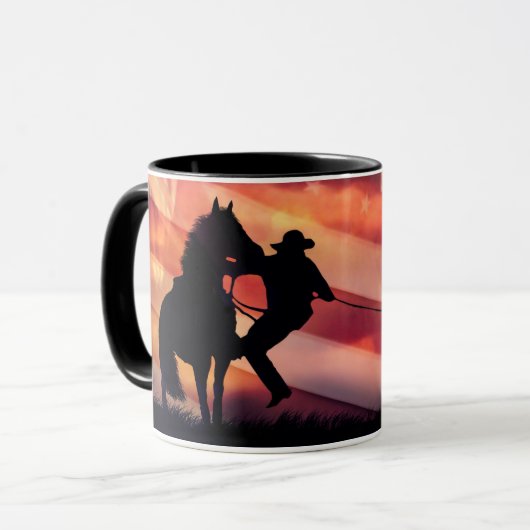 Mug Drapeau américain de cornichon et de cheval paroti (Devant gauche)