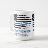 Mug Drapeau américain de la ligne bleue mince (Devant gauche)