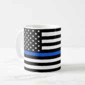 Mug Drapeau américain de la ligne bleue mince (Devant gauche)