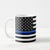 Mug Drapeau américain de la ligne bleue mince (Gauche)