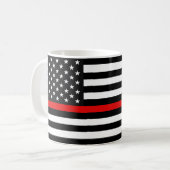 Mug Drapeau américain de la ligne rouge mince (Devant gauche)