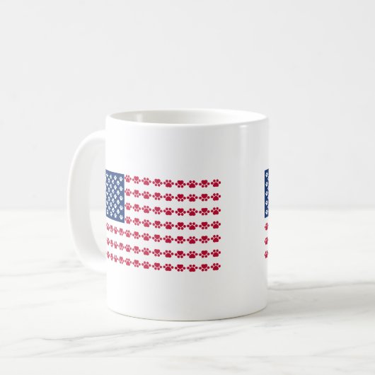 Mug Drapeau américain d'empreinte de patte (Devant gauche)